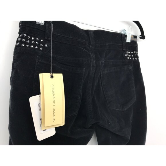 Citizens Of Humanity Avedon Low Rise Skinny Studded Velour Black Jean 25 NEW - Picture 7 of 11